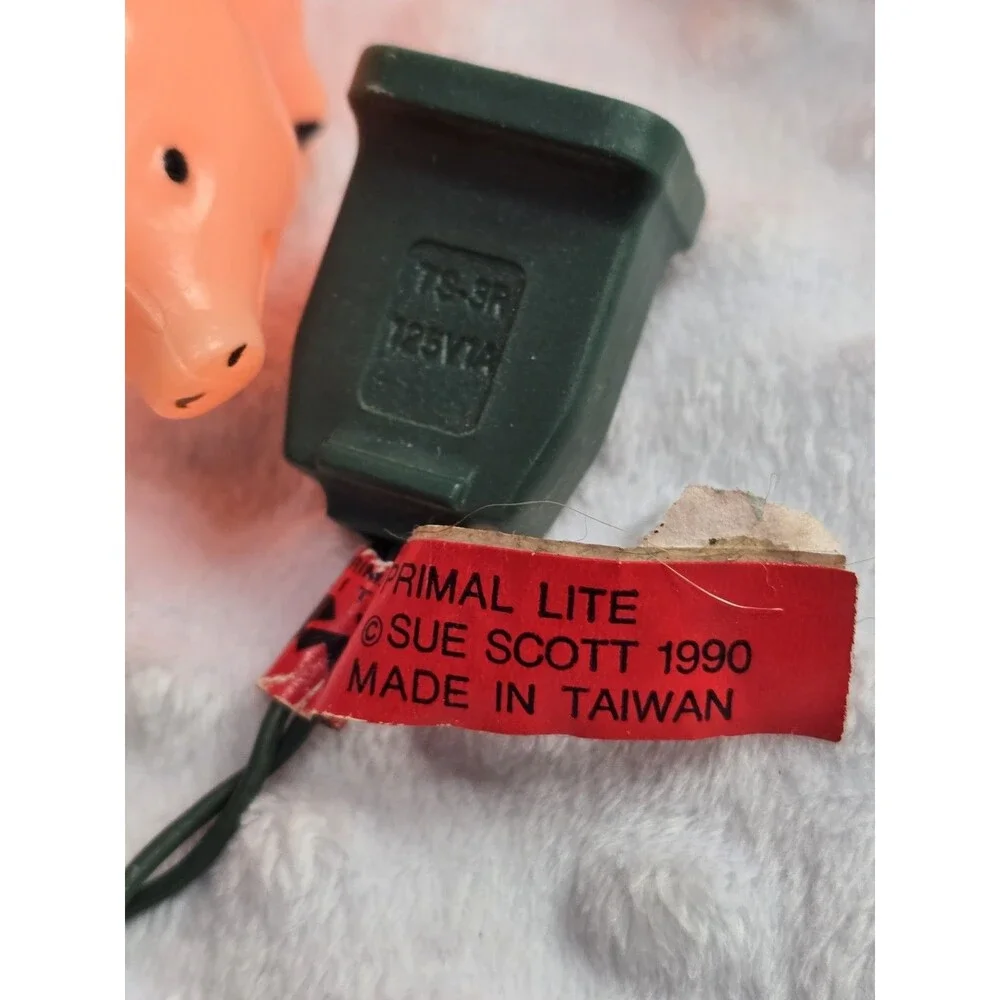 Vintage Farm Pig 14’ String Light Set Blow Mold Primal Lite Pack O Piggie 1990